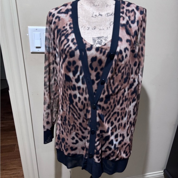 Chico's Brown and Black Leopard Print Cardigan 2 piece set - Picture 10 of 15